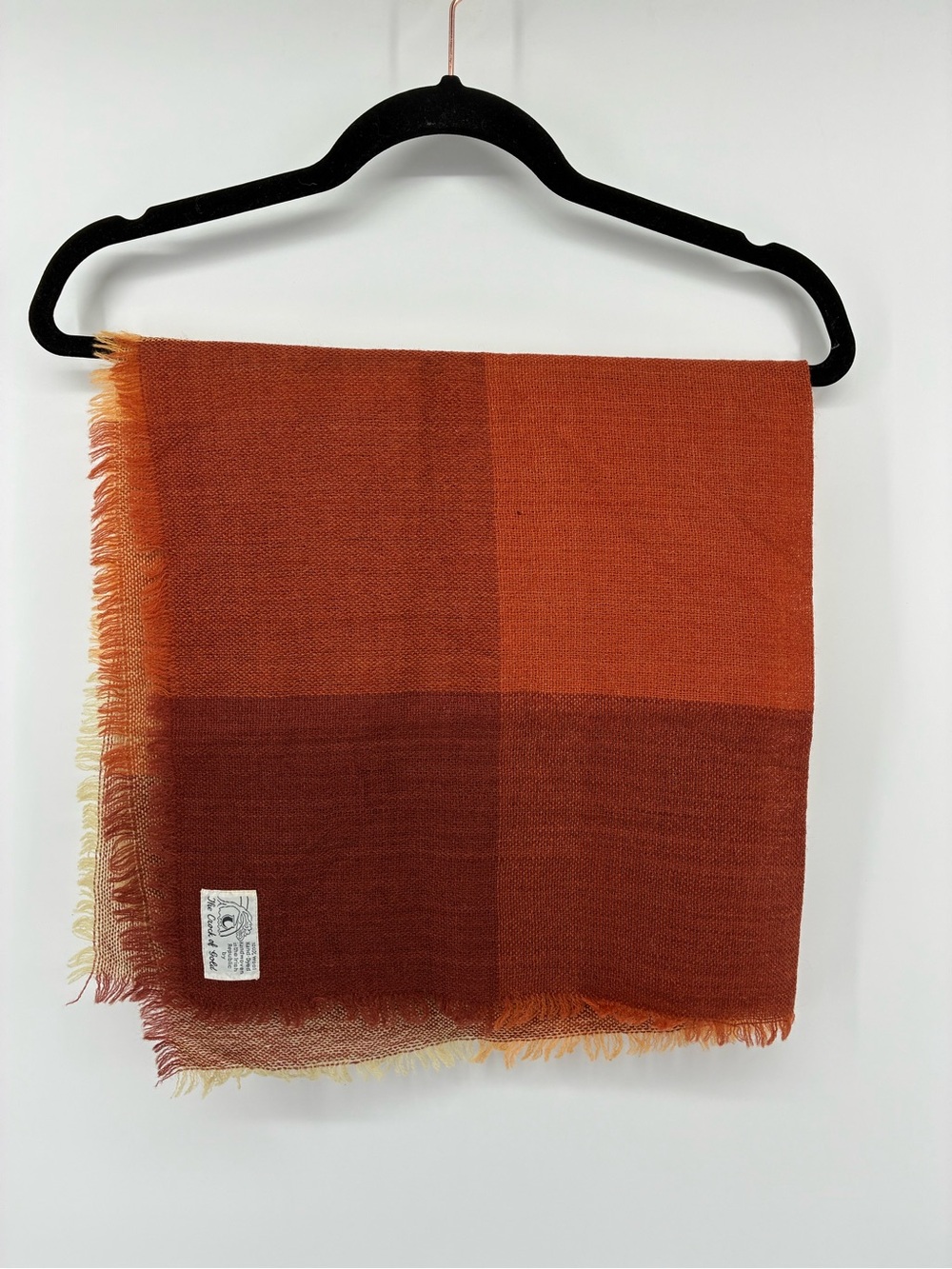 The Crock of Gold 100% Wool Hand Dyed Hand Woven Rust Orange Woven Scarf Hankie